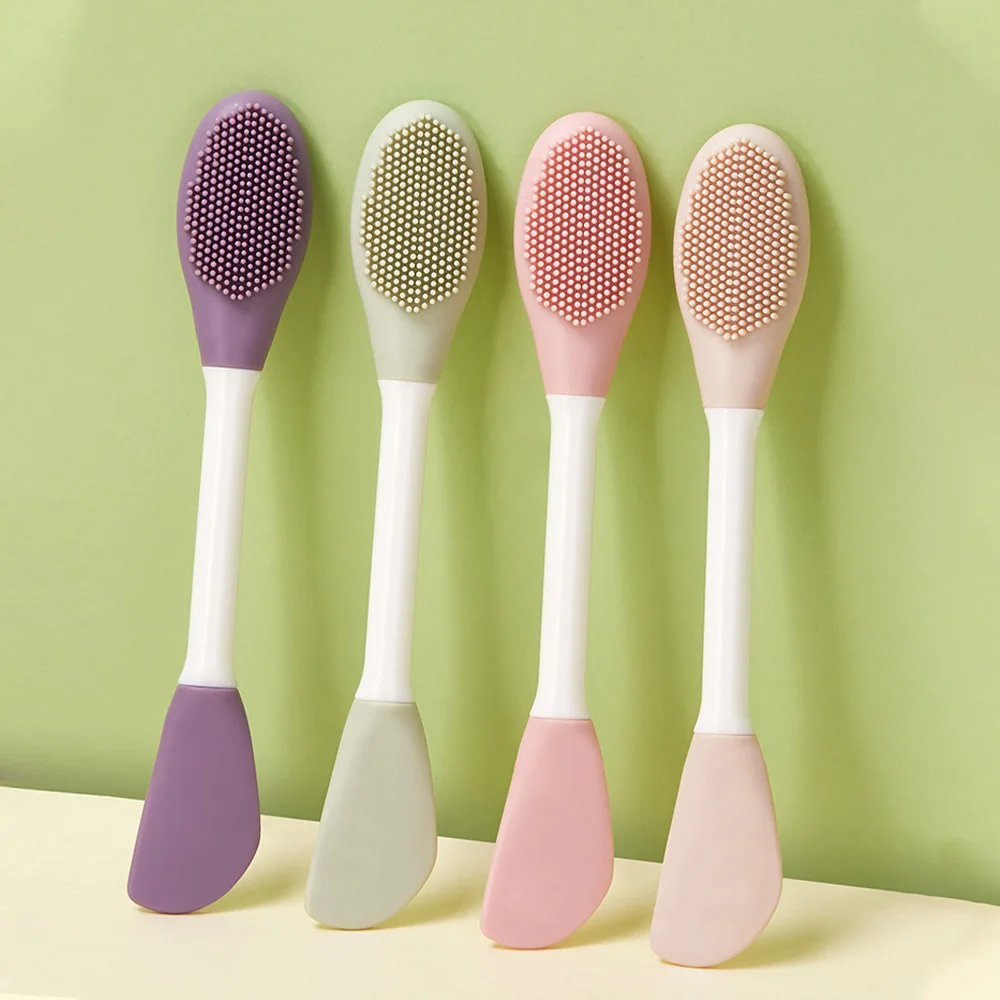 Double-Head Silicone Facial Brush & Scraper – Skincare & Mask Tool