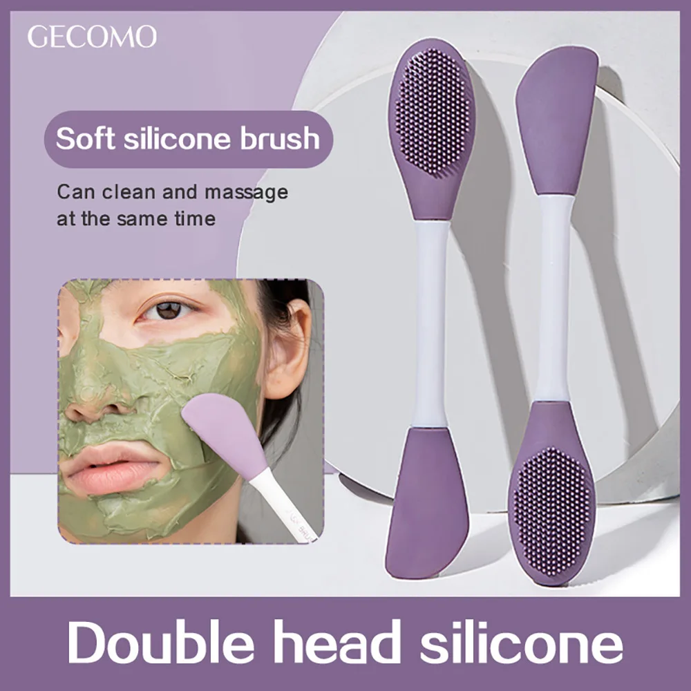 Double-Head Silicone Facial Brush & Scraper – Skincare & Mask Tool