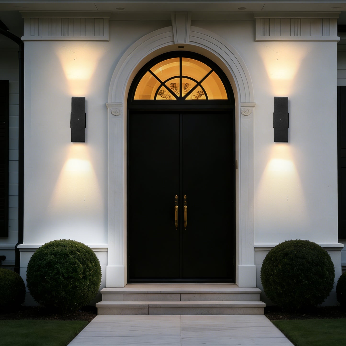 2-Pack Outdoor Wall Lights – Modern Black Square Sconces with Sensor, Dusk-to-Dawn