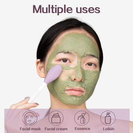 Double-Head Silicone Facial Brush & Scraper – Skincare & Mask Tool