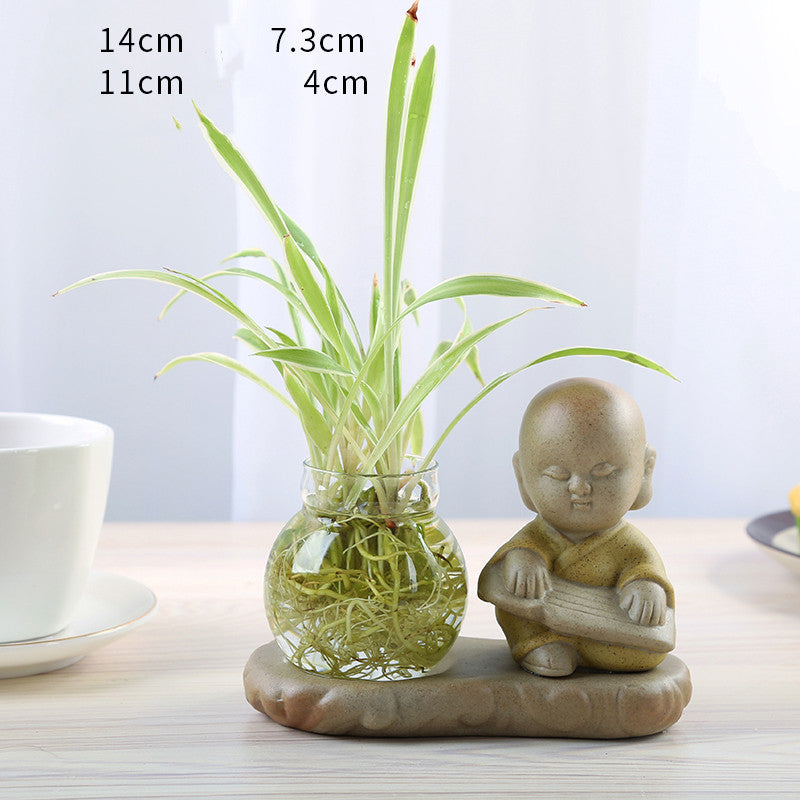 Glass Transparent Water Cultivation Green Dish Ware Flower Pot
