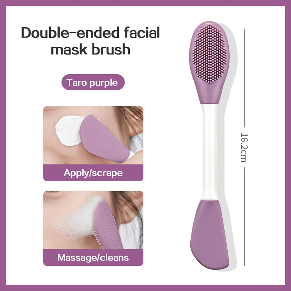 Double-Head Silicone Facial Brush & Scraper – Skincare & Mask Tool