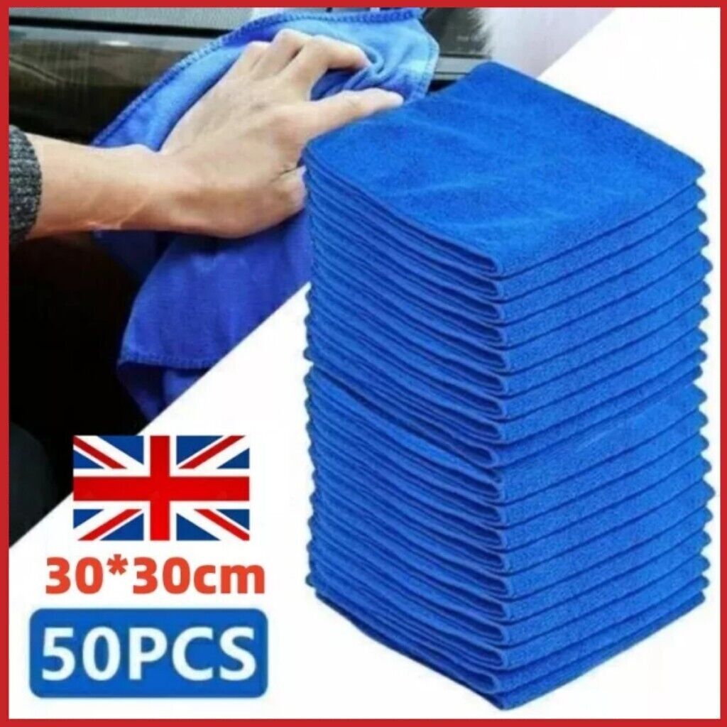 50x Large Microfiber Cleaning Cloths – Soft Car Detailing Towels