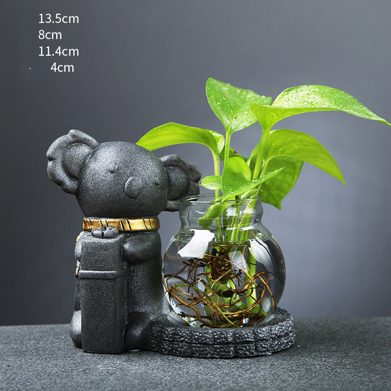 Glass Transparent Water Cultivation Green Dish Ware Flower Pot