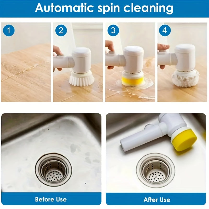 1pc Electric Rotary Cleaning Brush – USB Rechargeable, Handheld for Kitchen & Bathroom