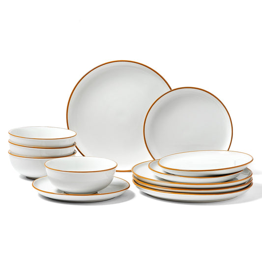 Dinnerware Set, Service For 4 People, Round Plates And Bowls Sets, Scratch Resistant Ceramic Dinner Ware, Dishwasher And Microwave Suitable Kitchen Dishes, For Dessert Salad Soup Pasta, White